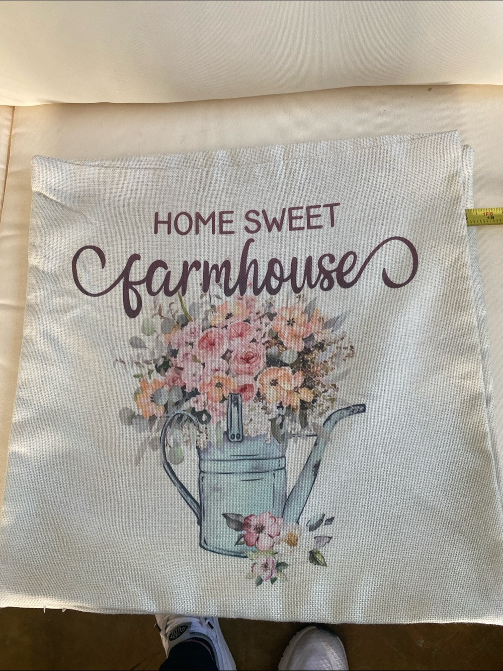 Home Sweet Farmhouse Floral Accent Pillow Cover in Cream